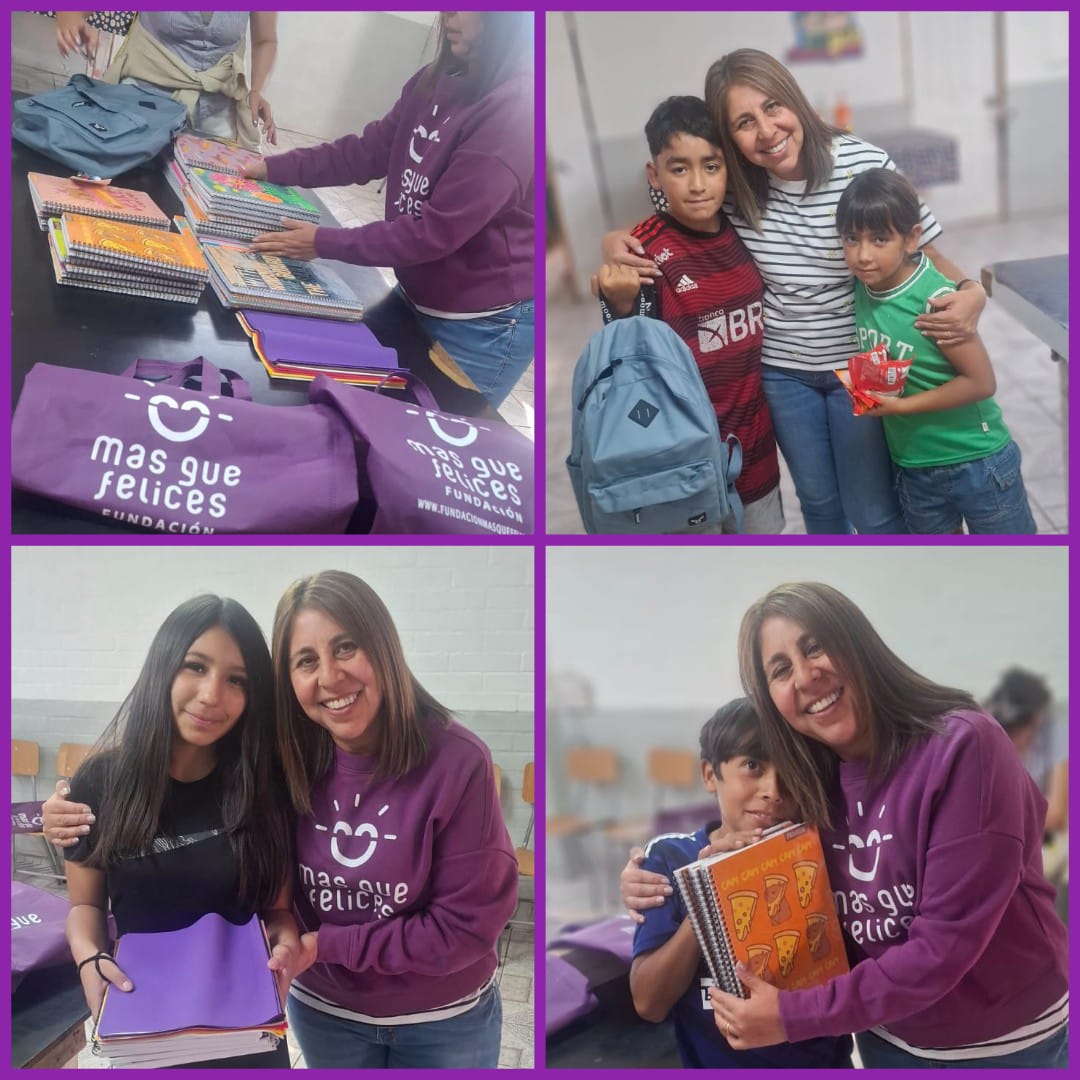Entregando útiles escolares en la Villa Esperanza de Maipú